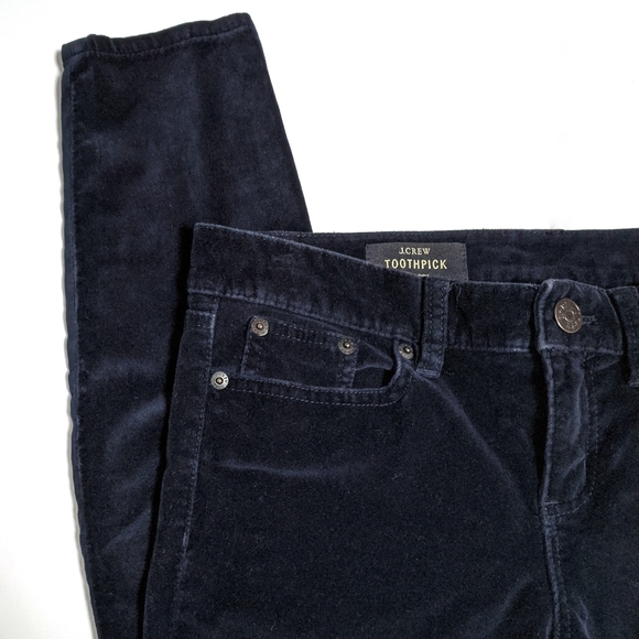 J. Crew Toothpick Velvet Jeans Navy - Picture 3 of 9
